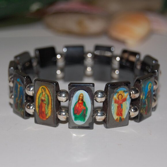 Saints Bracelet,Magnetic Bracelet,Catholic Christian Bracelet,Jesus,Mary,Angels - Picture 1 of 2